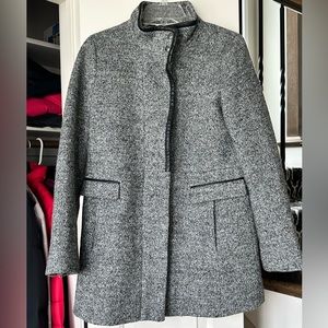 Heathers Gray wool coat with leather details. Banana Republic, size 10.